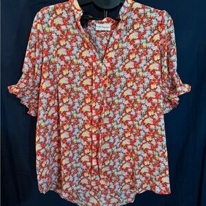 First Love Red and White Floral Top